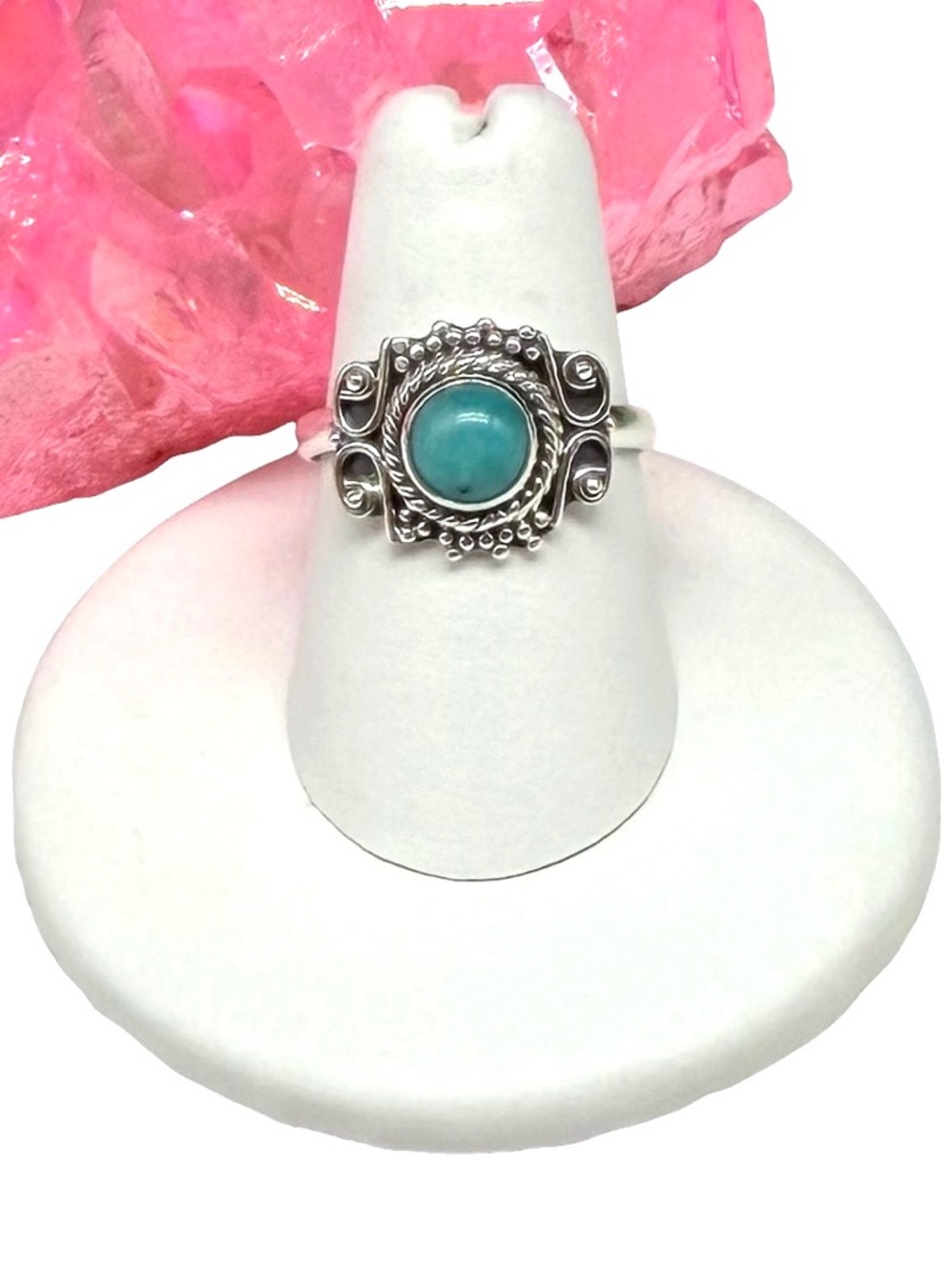 Sleeping Beauty Turquoise Ring Size 7.5 Solid 925 Sterling Silver